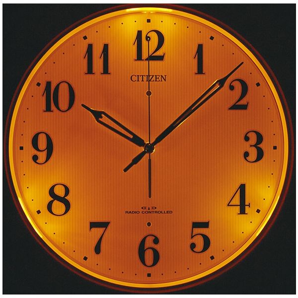 RHYTHM（リズム） シチズン 電波時計 掛け時計 木枠 暗所自動点灯 直径