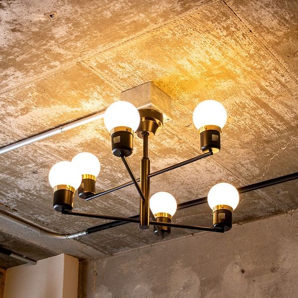 TIC デボン 6灯シーリングライト ブラック TC-1014-BK 1台（直送品