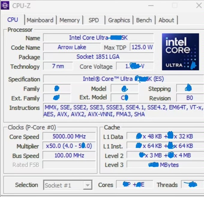 Core Ultra K prototype appears on CPU-Z, uses Intel 4 process node