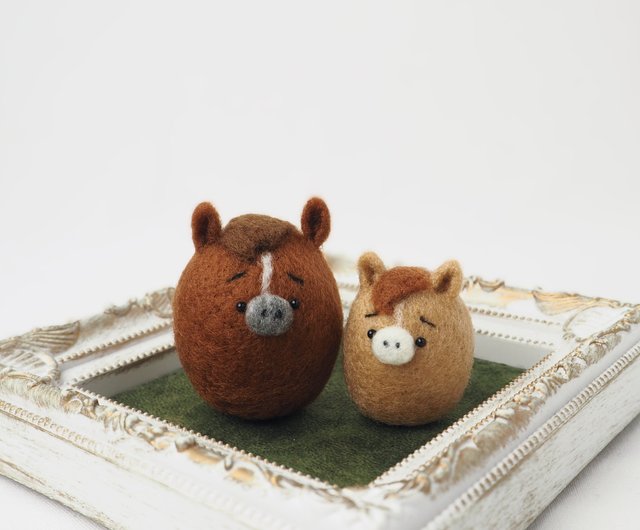 2026年干支(午) まゆ馬親子正月飾りセット 羊毛フェルト kumakoro