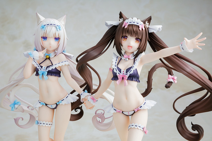 ネコぱら」ショコラ＆バニラ、“メイド風の水着”姿でフィギュア化