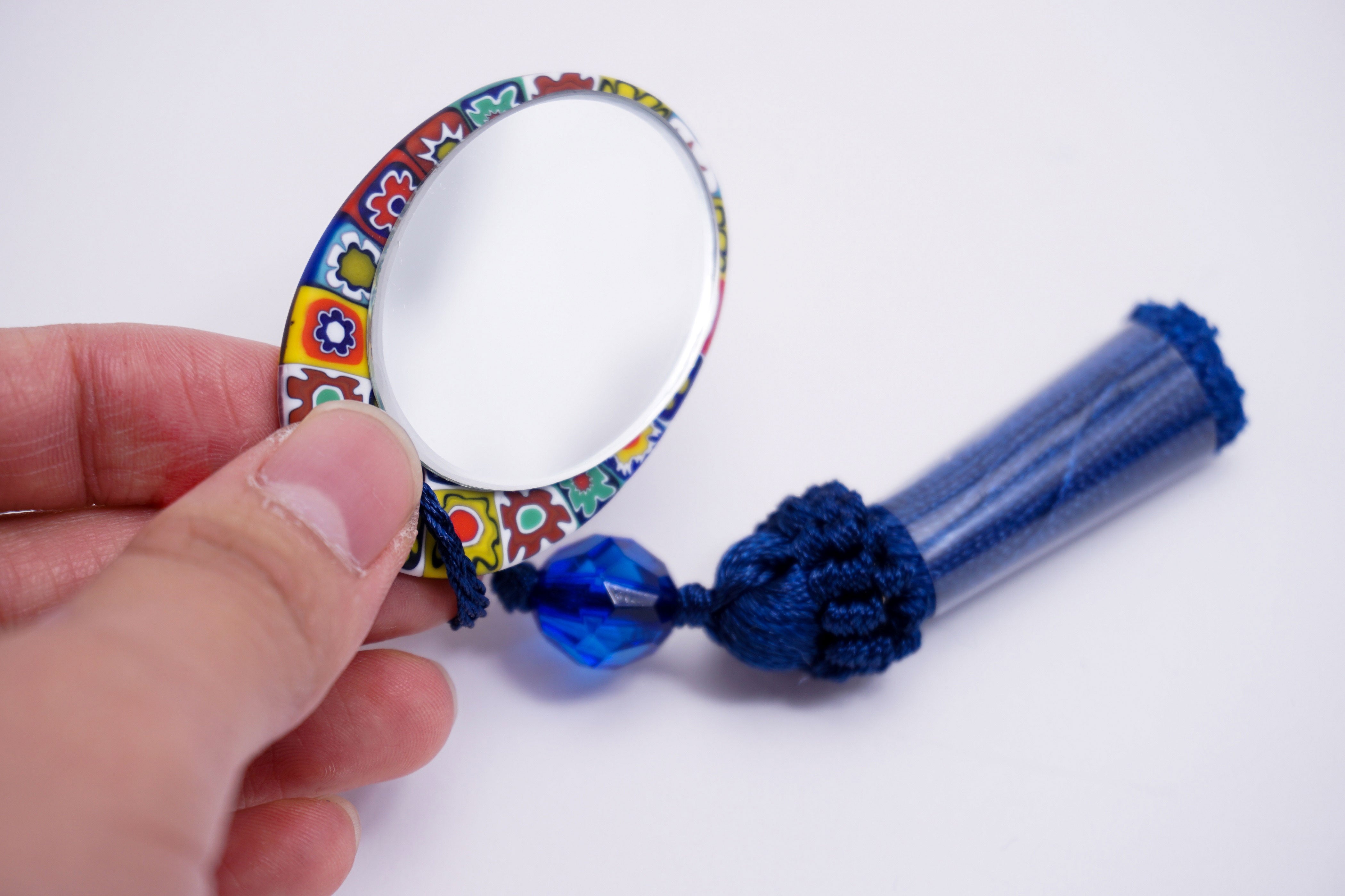 ムラーノガラス ＜C＞ パール 手鏡 ハンドミラー ベネチアンガラス