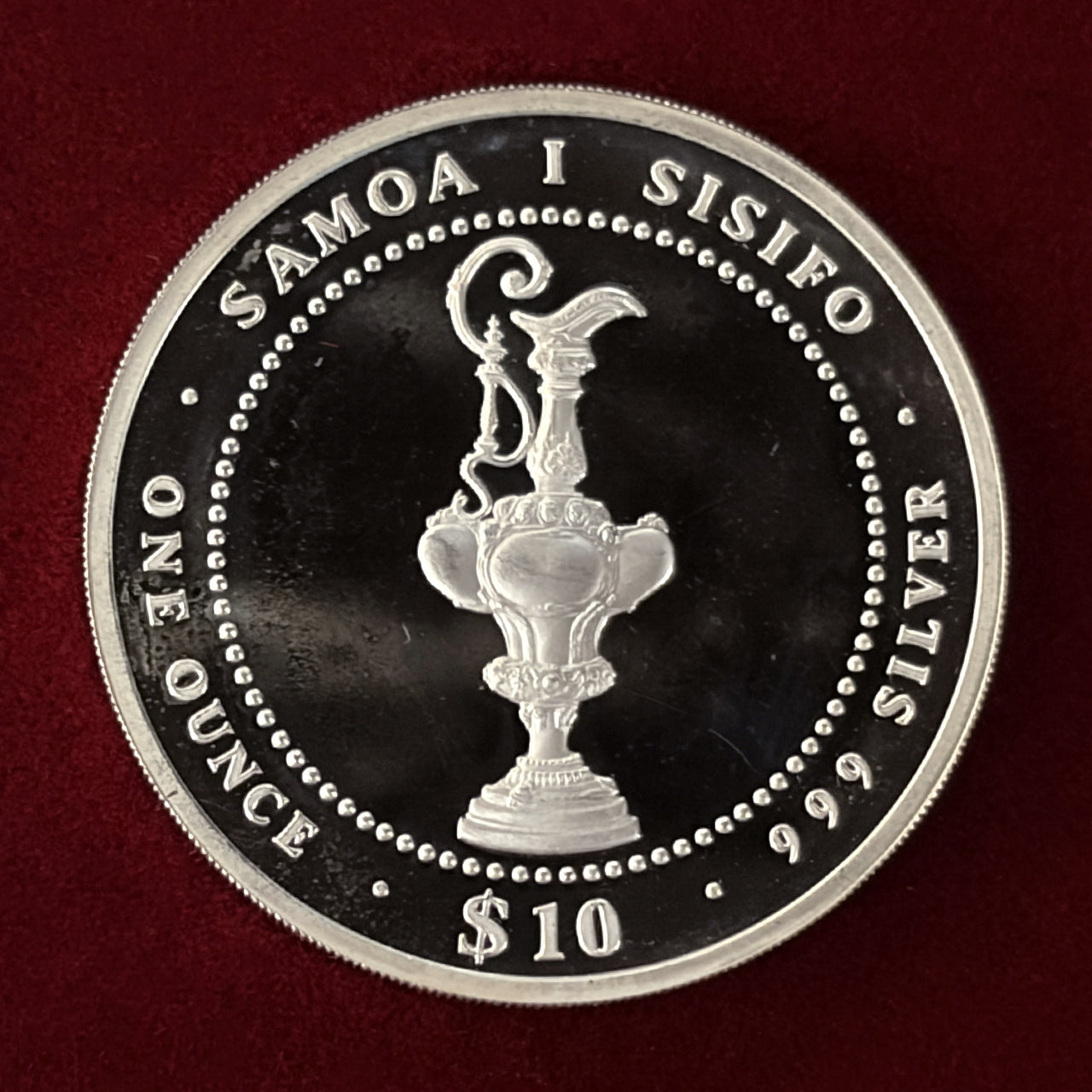 サモア】アメリカズカップ記念 10タラ 銀貨 プルーフ 1987［B-0000628