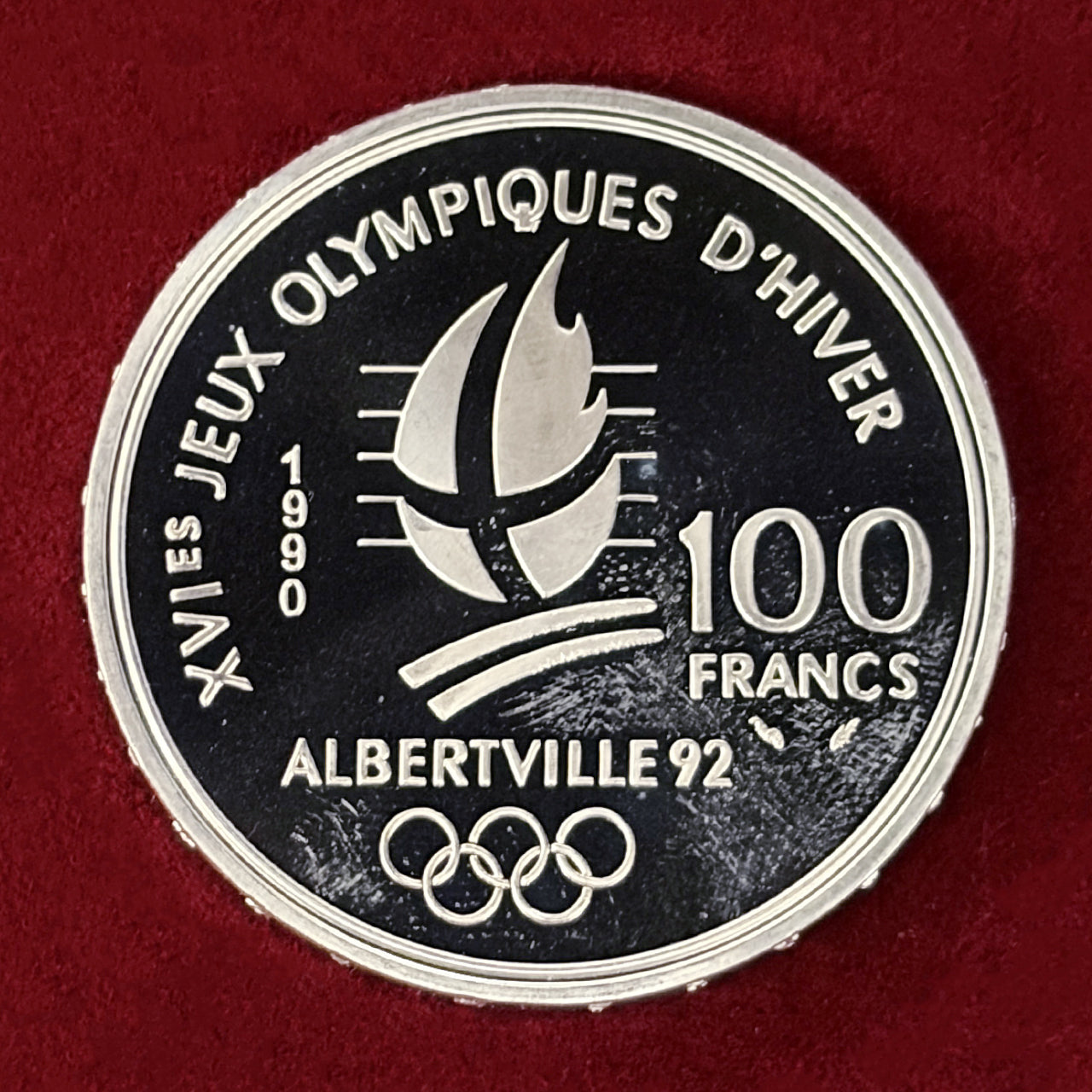 フランス】1992年アルベールビルオリンピック記念 100フラン 銀貨