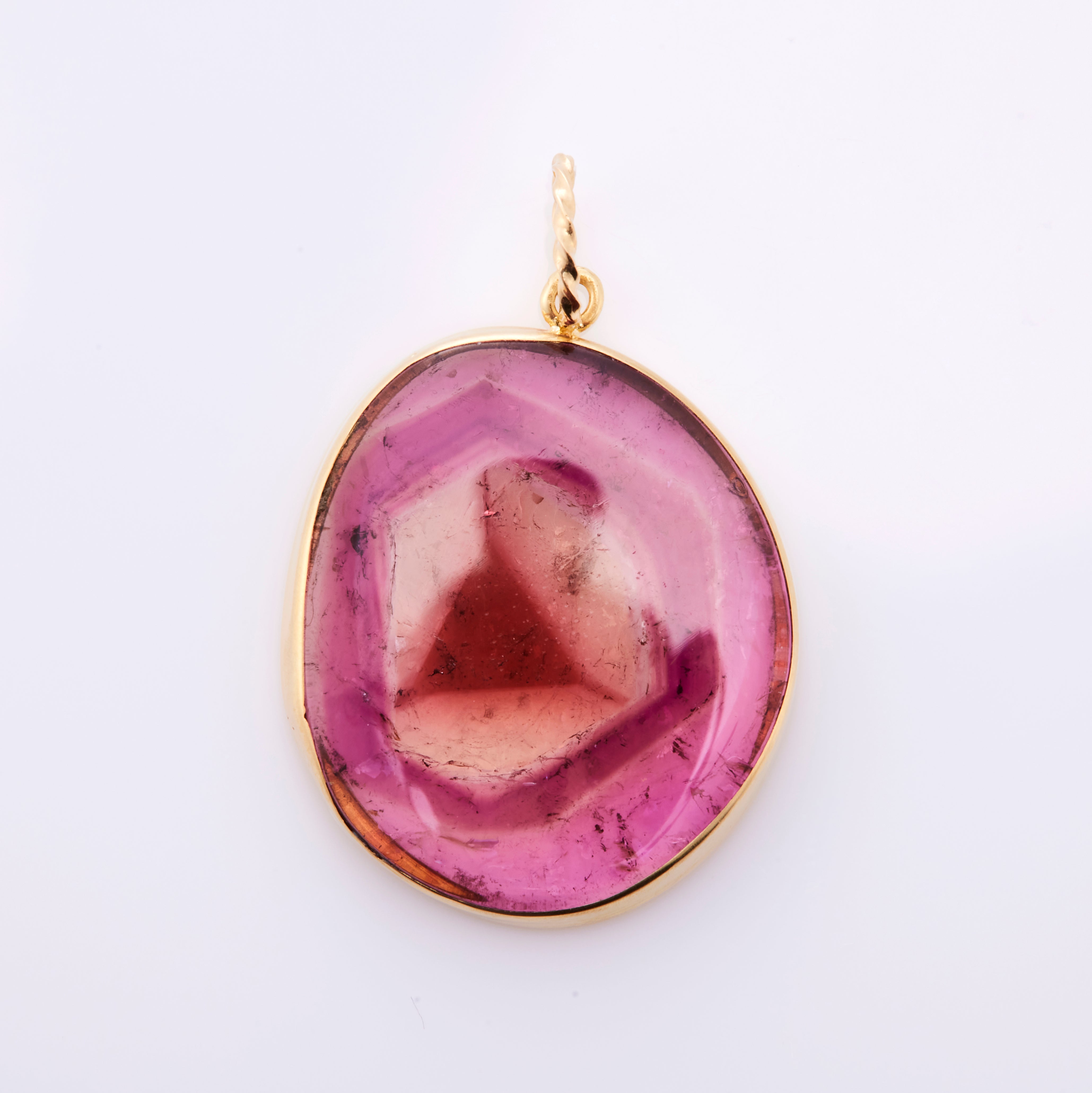 K18YG トルマリン ピンク ウォーターメロン ペンダントトップ