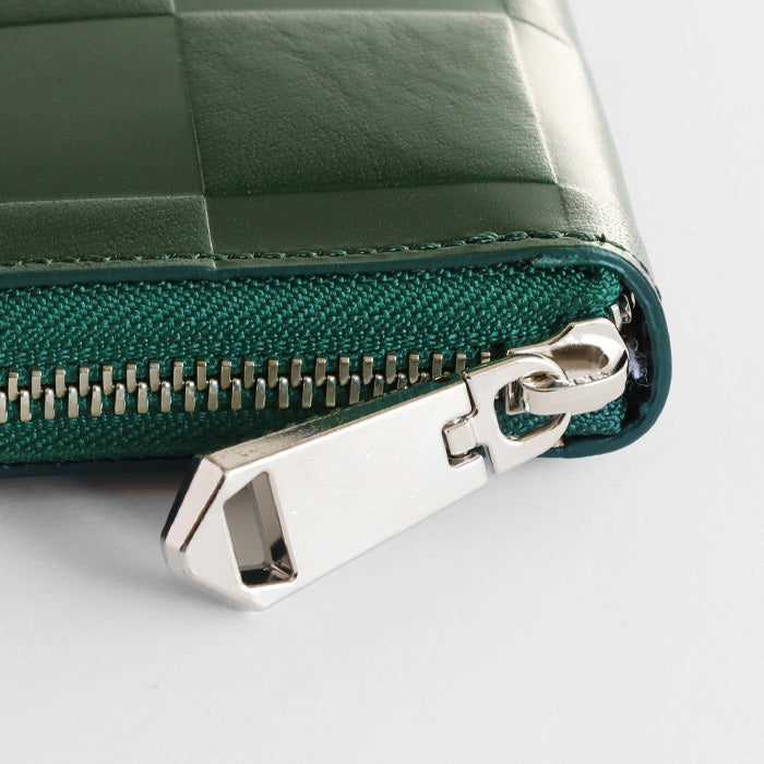 ZOO(ズー) 財布 長財布 イタリアンレザー ブロックチェック ラウンド