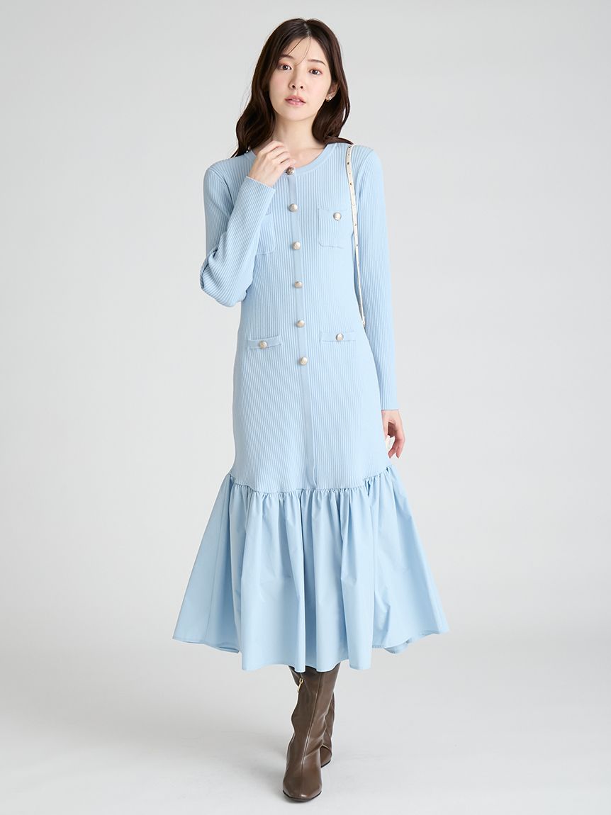 タフタドッキングマーメイドニットワンピース(デイリーワンピース