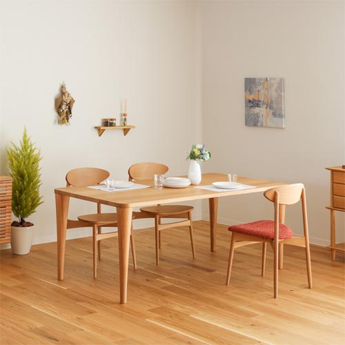 飛騨家具 HIDA 飛騨産業 Jin Dining 侭ダイニング 角丸形天板 コーン脚