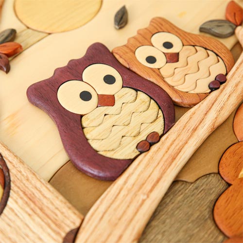 旭川クラフト Pecker 工房ペッカー YO-F 寄せ木絵 ふくろう 国産