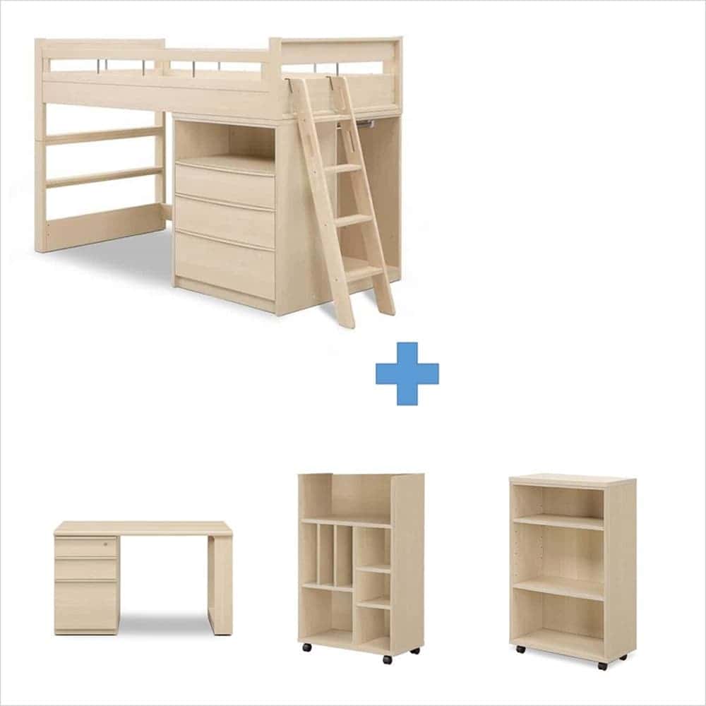 システムベッド コネクトⅥ フルセット(WH木目)(ｾｯﾄ WH木目): 学習机