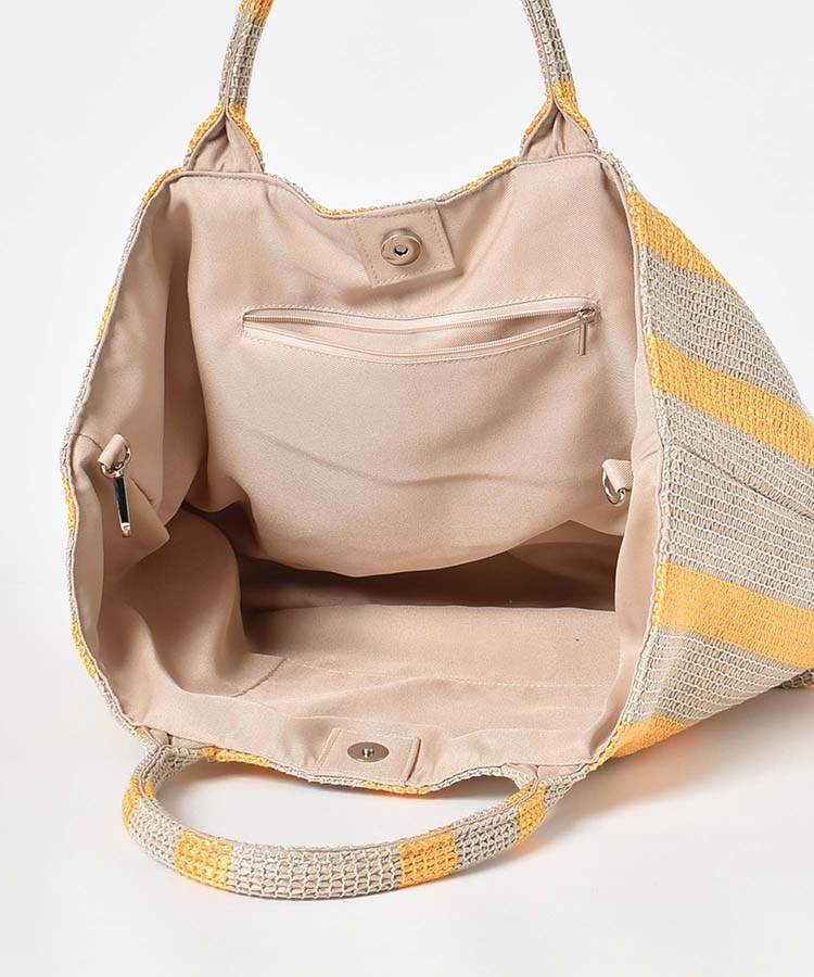 ストライプビッグトート バッグ BAG 雑材バッグ 雑材 ストロー トート