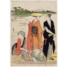 鳥居清長による浮世絵「Ferry at Rokugô」