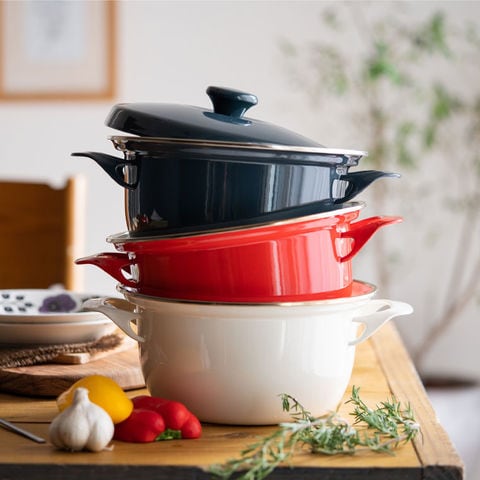 dショッピング |富士ホーロー 両手鍋 キャセロール 20cm IH対応 EX-20W