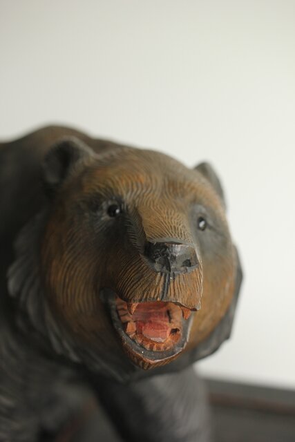 茂木多喜治/北雪 夫婦熊 八雲木彫 X371｜骨董店 のびる 古美術 骨董