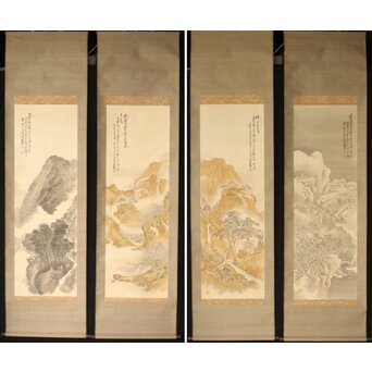 児玉果亭【山水春夏秋冬】四幅対 掛軸 Z395｜骨董店 のびる 古美術