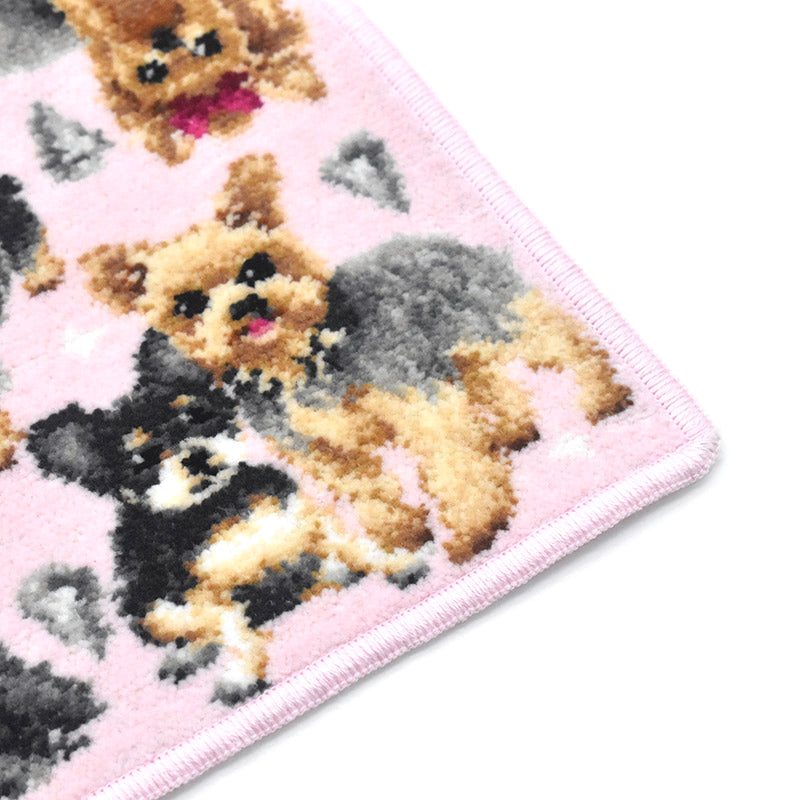 日本製 ヨークシャテリア ヨーキー シェニール織 ハンカチ 23cm 綿100