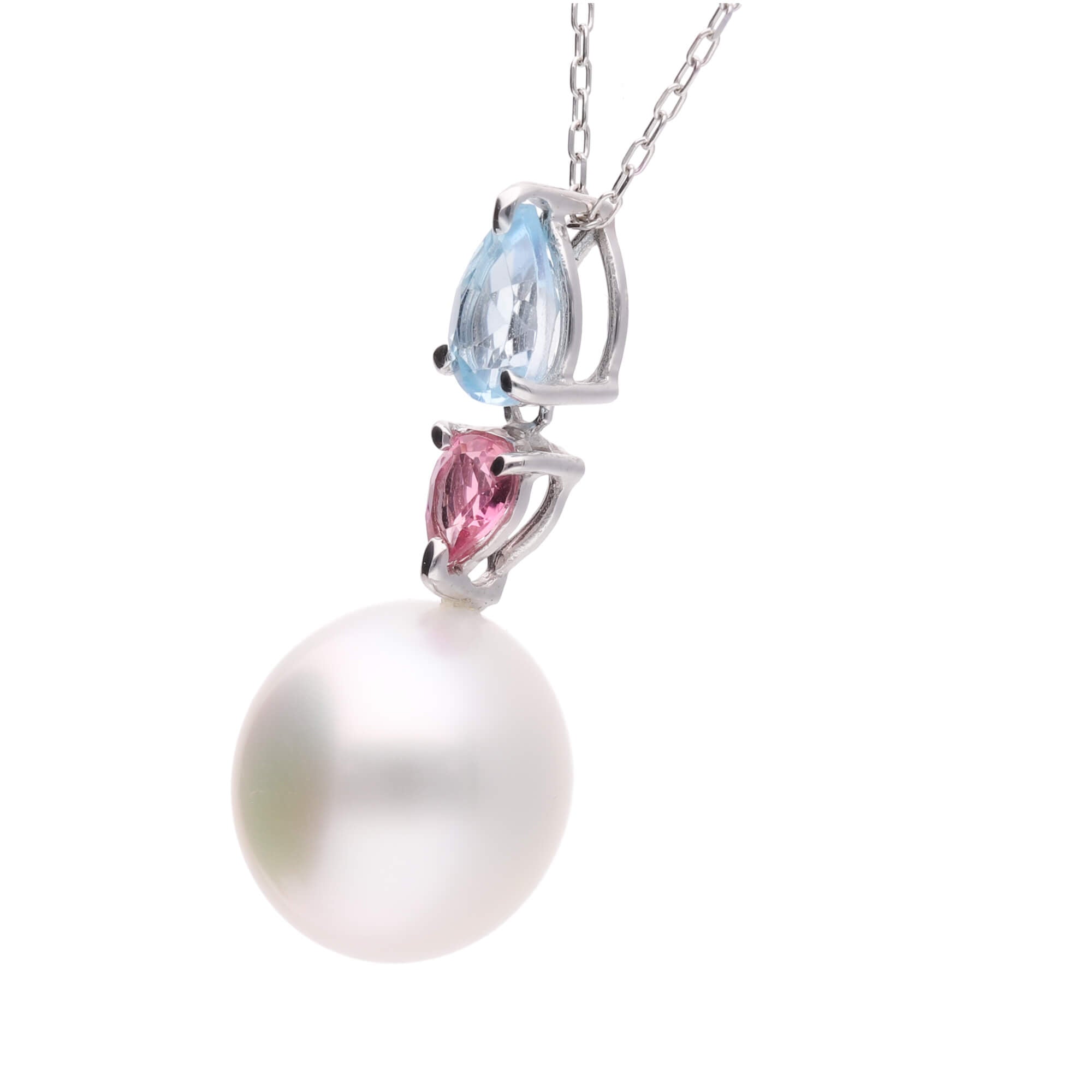 紫陽花】シロチョウパール ブルートパーズ ピンクトルマリン ホワイト