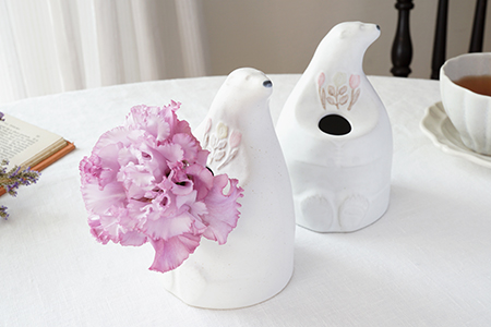 コ52 シロクマ花瓶 - 益子焼の小さな窯元「よしざわ窯」- 生活陶器