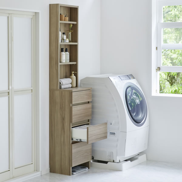 サニタリーすきまくんSNK ランドリー収納 上台・扉＋下台・引出し(4段