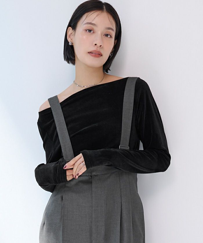 2wayボートネックベロアトップス【メール便可／100】 | ur's（ユアーズ）