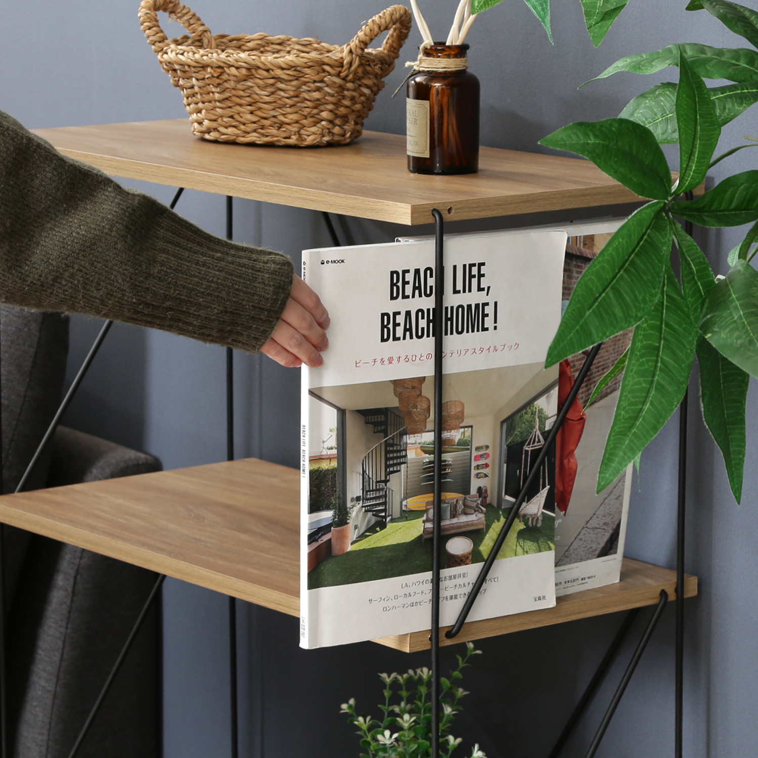 C/D:77563] EZBOワイヤーラック4段 60幅 OAK NA