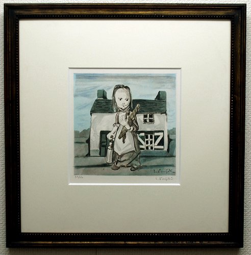 藤田嗣治「パンを持つ少女」 額装画像 | 絵画 販売 買取 - 東京