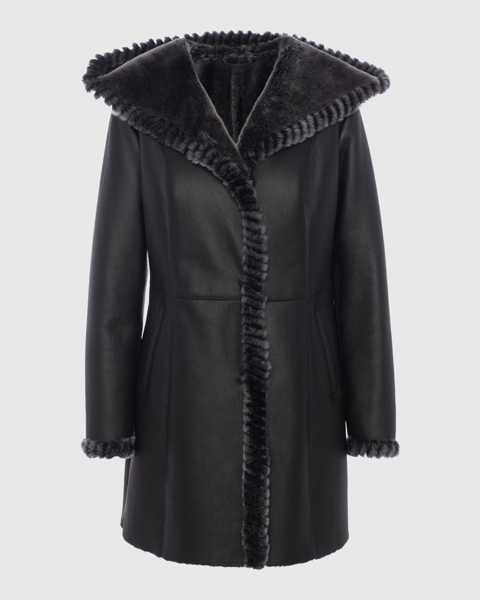 Merino Shearling Lamb Parka with Whipstitch Trim