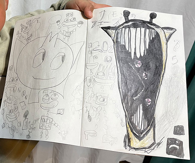 父親「変な迫力ある」 7歳息子が描いたイラストに「腰抜けた