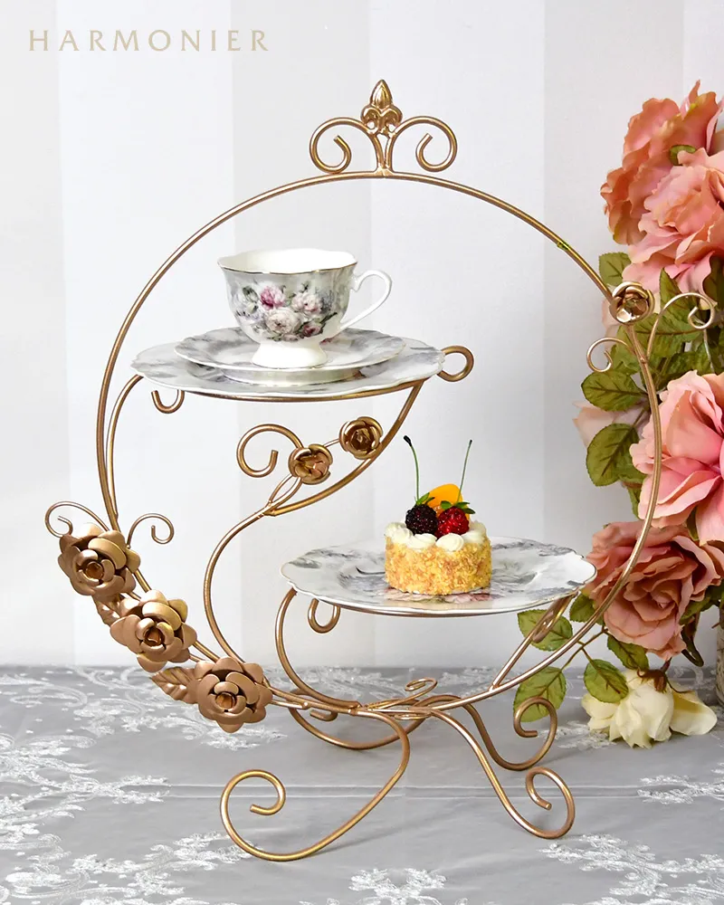 リリー2段プレートホルダー/ローズ2段ケーキスタンド｜輸入食器・雑貨