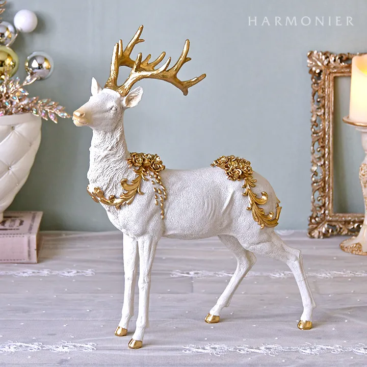ホワイトエレガントトナカイオブジェ｜クリスマス雑貨の通販