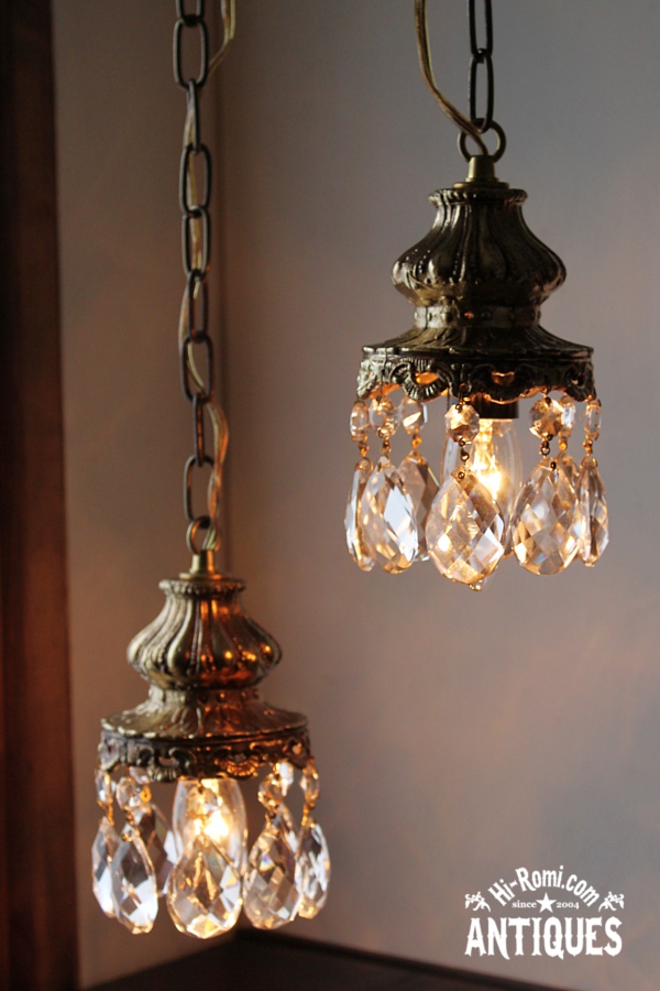 USAヴィンテージガラス製ダブルカットプリズムミニシャンデリア