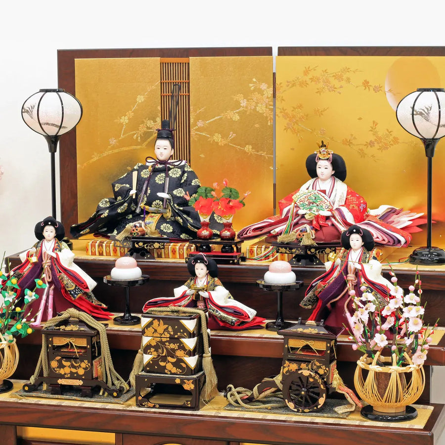 竹ひごで編んだ駿河伝統工芸雛人形【三段飾り 90cm 日菜子(ひなこ)雛