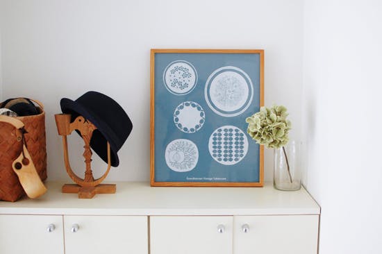取扱終了】オリジナルポスター/シルクスクリーン/北欧のお皿（ブルー