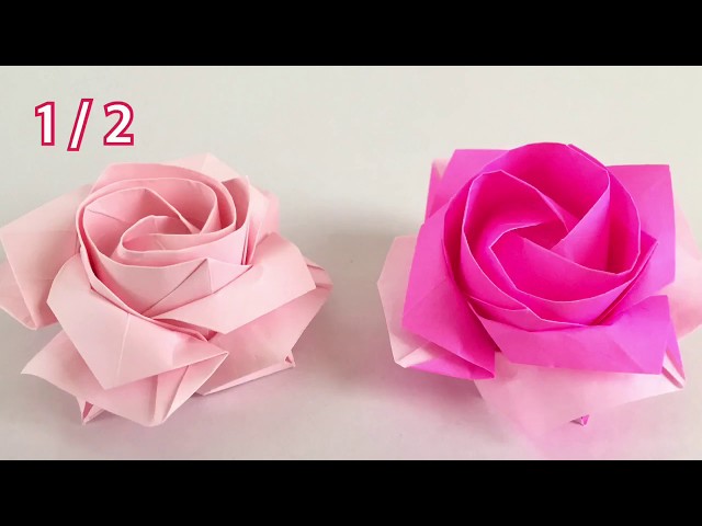 折り紙】［難］×2 佐藤ローズ4角形風を折ってみた 1／2 Sato Rose
