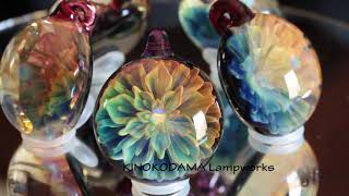 虹の花 ボロシリケイトガラスペンダント rf9 - KINOKODAMA Lampworks