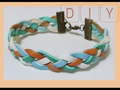 Easy DIY簡単 四つ網みブレスレットの作り方 4 strand flat braid