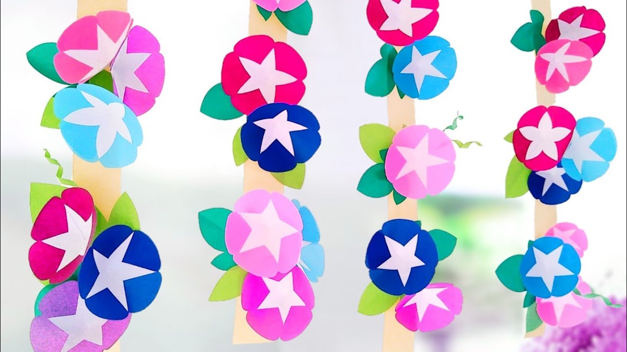 簡単✨折り紙】朝顔の作り方🌺夏の壁面飾り【立体】清涼感🌈DIY paper