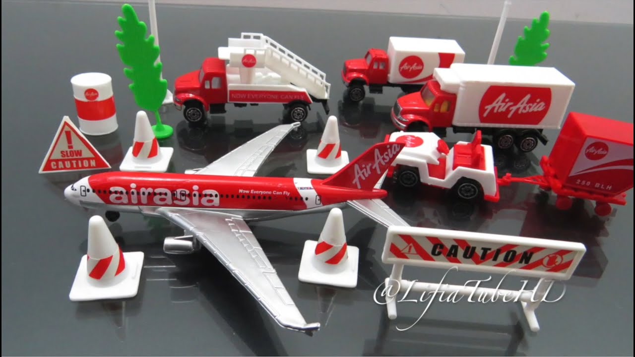 Mainan anak Airport Playset Toy - Airfield Series AirAsia Plane
