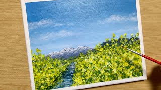 How to draw field of canola flower with acrylic paint / for