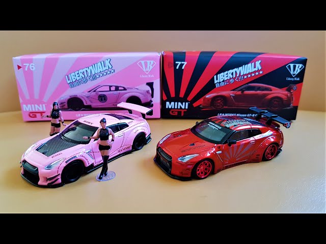 Mini GT Nissan GT-R R35 Candy Red and Pink Pig with Mr. Kato