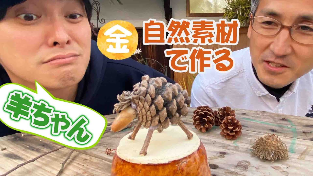工作】どんぐりや松ぼっくりで可愛いヒツジを作ろう【本田高史】 - YouTube