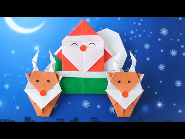 Christmas Origami] Santa Claus and Reindeer instructions - YouTube