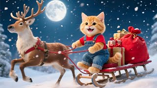 ジンジャー子猫はサンタさんと可愛い野良猫たちと一緒にクリスマスの夜