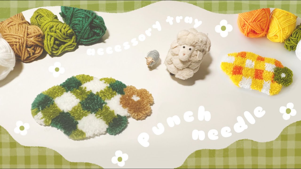 パンチニードル】お花のアクセサリートレイ【もこもこ刺繍】 - YouTube