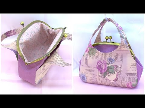 がま口バッグ作り方 あおりポケット付き がま口ポーチ作り方 how to