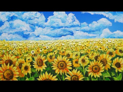 油絵】【夏の向日葵畑】 #油絵 #手書き #アート #絵画販売 #絵画 #絵