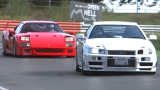 Ferrari F40 vs Nissan Skyline GT-R R34 at Nurburgring Nordschleife