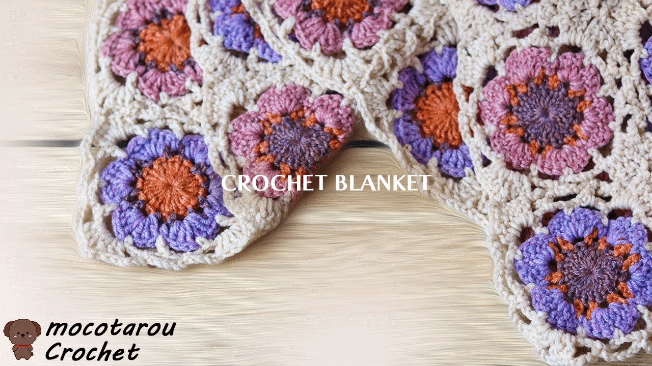 100 Yen Shop Yarn] How to Crochet a Cute Spring Blanket Using 5