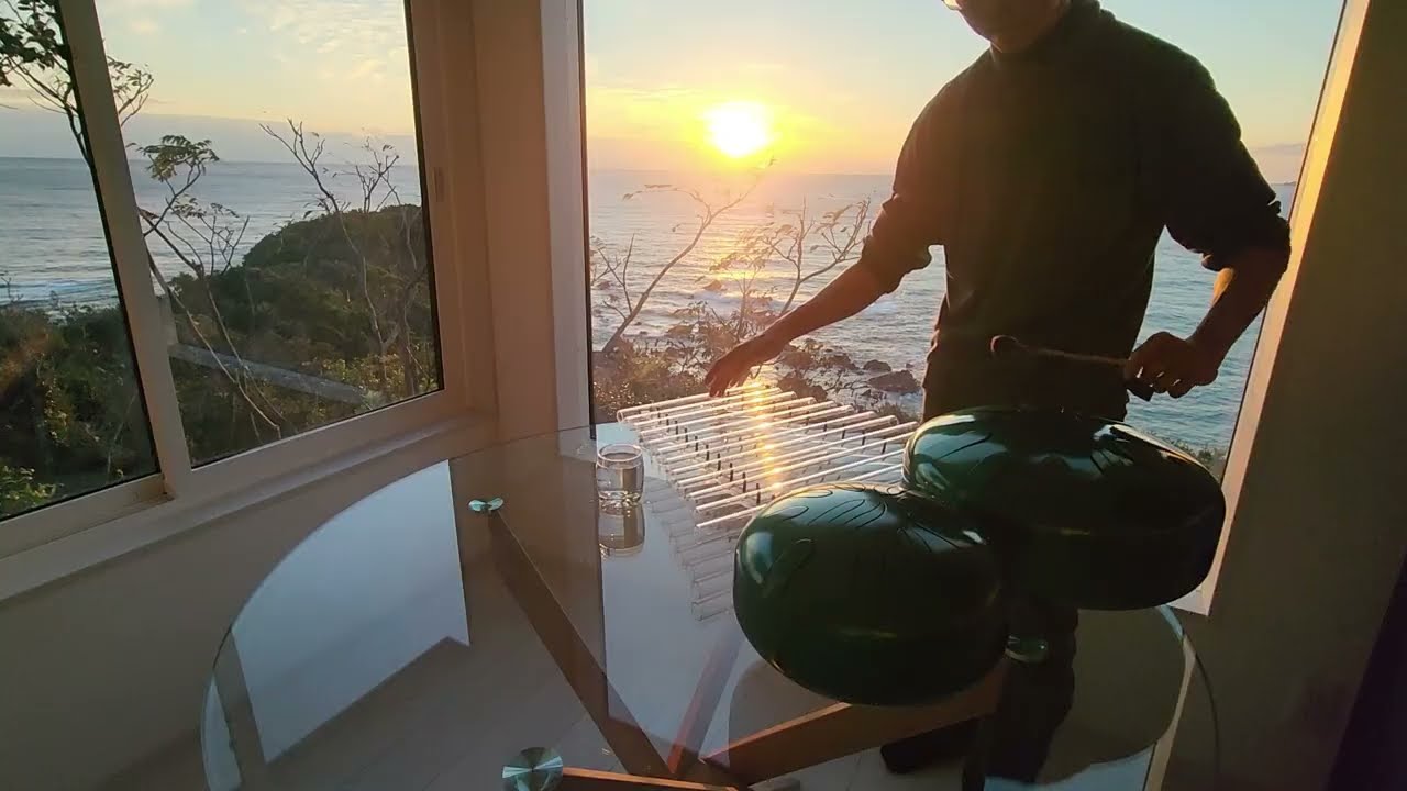 さざなみドラム(中型+伴奏)とさざなみクリスタルハープ12音を一緒に