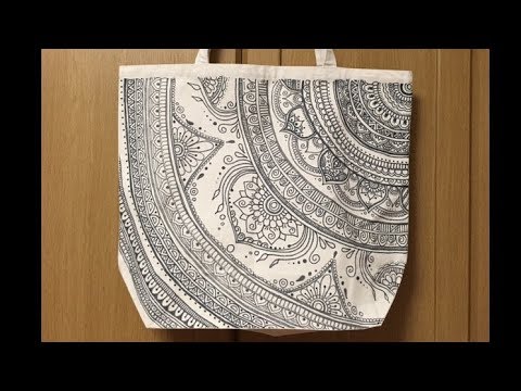 曼荼羅アート手描きバッグ - YouTube